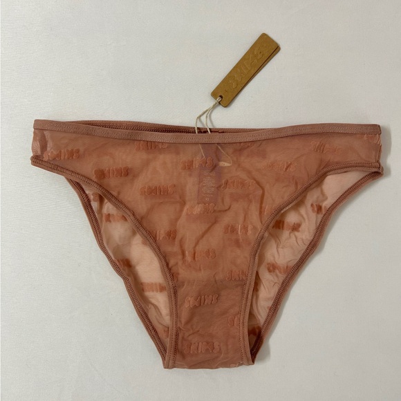 SKIMS Stretch Rib Satin Logo Mesh Bralette Bra Underwear Thong Brief Set Bundle - Picture 5 of 13